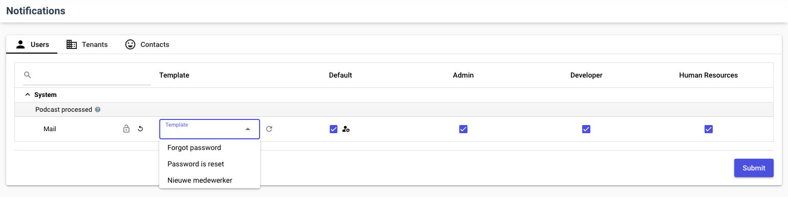 MailTemplate Selection available